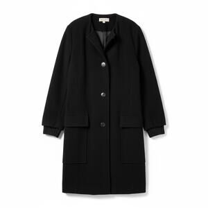 J. Jill Black Wool Blend Long Coat Minimalist Elevated Basics XL Quiet Luxury